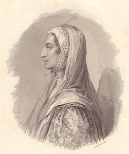 इतालवी रईस बीट्राइस लस्कारिस डी टेंडा (1372-1418) का पोर्ट्रेट, एंटोनियो कैंपो द्वारा प्रकाशित चित्र से जी फुसिनाती द्वारा तांबे की नक्काशी द्वारा सेवेरिनी सेवेरिनी