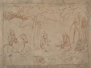 राम और लक्ष्मण एक तपस्वी के आश्रम में जाते हैं, लगभग। 1775-80। द्वारा नैनसुख के बाद पहली पीढ़ी के गुरु