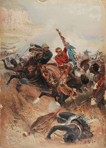 लेफ्टिनेंट मेलविले और कॉघिल द सेविंग द कलर्स, 1879 का ज़ुलु युद्ध, 1881 (क्रोमोलिथो)