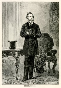 लुईस ड्यूमोंट (b.1822) 1873 द्वारा उत्कीर्ण, जूल्स वर्ने (1828-1905) द्वारा फिलिस फॉग, अस्सी के दिनों में दुनिया भर से