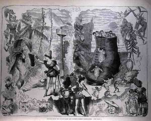7 जनवरी 1882 को द इलस्ट्रेटेड लंदन न्यूज़ से ड्र्यू लेन और कोवेंट गार्डन पैंटोमाइंस के दृश्य द्वारा जॉर्ज क्रूइशांक के बाद