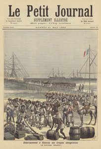 Cotonou, Dahomey के नए घाट पर सेनेगल के सैनिक