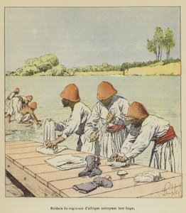 अफ्रीकी रेजिमेंट के सैनिक अपने कपड़े साफ करते हैं द्वारा लुई चार्ल्स बम के बाद