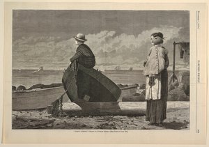 quot;डैड्स कमिंग!quot;, हार्पर वीकली से, 1 नवंबर 1873, पृ. 969. द्वारा हार्पर एंड ब्रदर्स, न्यूयॉर्क, न्यूयॉर्क, यूएसए