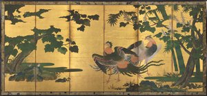 फीनिक्स और पॉलाउनिया द्वारा attributed to Tosa Mitsuyoshi