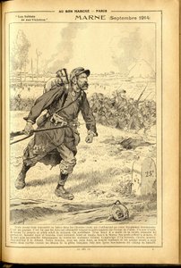 डायरी बुवार्ड डू बॉन मार्चे 1917 - जॉब का चित्रण (जैक्स मैरी (जैक्स-मैरी) गैस्टन ओनफ्रे और ब्रेविल) (1858-1931): मार्ने सितंबर 1914 - 14 -18 का युद्ध, मार्ने, ग्रेट बैटल, मार्ने की लड़ाई - सैनिक द्वारा Onfray de Breville जाक जॉब के लिए छद्म नाम