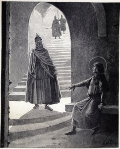 एक ईसाई बनो, मैं तुम्हें शूरवीर बनाऊंगा लुई IX के शब्द सेंट लुइस (1214-1270) ने एक अनाज प्रमुख को कहा जो खुद को नाइट बनाने के लिए जेल में प्रवेश किया। नौकरी का चित्रण (जैक्स मैरी गैस्टन ओनफ्रे और ब्रेविल) (जैक्स-मैरी) (1858-1931) टी के लिए द्वारा Onfray de Breville जाक जॉब के लिए छद्म नाम