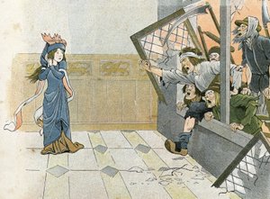 सौ साल का युद्ध - फ्रांस में ला ग्रांडे जैक्वेरी (1358), उनकी कहानी जी मोंटोरग्यूइल द्वारा बताई गई, छवि 1896 (उत्कीर्णन) द्वारा द्वारा Onfray de Breville जाक जॉब के लिए छद्म नाम