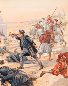 जैक्स मैरी गैस्टन ओनफ्रॉय डी ब्रेविल डिट जॉब (1858-1931) - सिदी ब्राहिम का बिगुल (द बिगुल गुइल्यूम रोलैंड (1821-1916) ने 1842 में अब्द अल कादर के खिलाफ सैनिकों को उठाने के लिए चार्ज लगाया), निजी संग्रह द्वारा Onfray de Breville जाक जॉब के लिए छद्म नाम