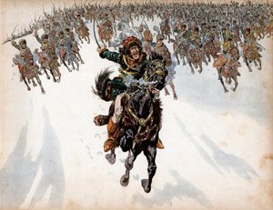 जोआचिम मूरत (1767-1815) 8 फरवरी को ईलाऊ की लड़ाई में घुड़सवार सेना के प्रमुख के रूप में