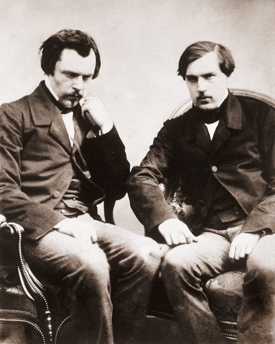 भाई एडमंड डी गोनकोर्ट (1822-1896) और जूल्स डी गोनकोर्ट (1830-1870) साहित्यिक आलोचक और फ्रांसीसी लेखक, गैसपार्ड फेलिक्स टूरनाचोन द्वारा फोटो फेलिक्स नादर (1820-1910) लगभग 1855 द्वारा Nadar