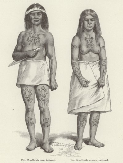 टैटू हैदा महिला और पुरुष (उत्कीर्णन) द्वारा (बाद में) अमेरिकन स्कूल