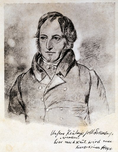 जॉर्ज विल्हेम फ्रेडरिक हेगेल (1770-1831), जर्मन दार्शनिक और आदर्शवादी का पोर्ट्रेट। जी हेंसल द्वारा एक चित्र के बाद उत्कीर्णन। द्वारा (बाद में) जर्मन स्कूल