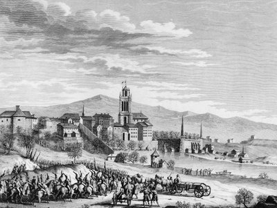 फ्रांसीसी क्रांति का युद्ध: मार्च 1798 में बर्न (स्विट्जरलैंड) में फ्रांसीसियों का विजयी प्रवेश। गिरारडेट के बाद बर्थौट द्वारा उत्कीर्णन। पेरिस, क्रांति के इतिहास संस्थान का पुस्तकालय द्वारा (बाद) गिरधारी