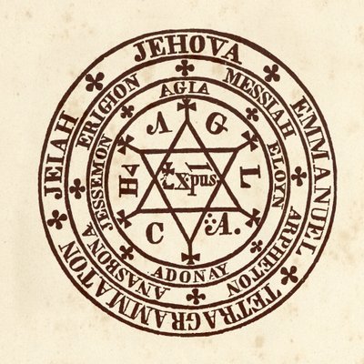 मनोगत विज्ञान: जादू चक्र। जर्मन तांत्रिक विद्वान हेनरी कॉर्नेलियस अग्रिप्पा (1486-1535) (1486-1535) द्वारा "" डी ओकुल्टा फिलोसोफिया "" से स्कीमा (नेटशेम के कॉर्नेलियस अग्रिप्पा या अग्रिप्पा के रूप में जाना जाता है) द्वारा (बाद में) इटालियन स्कूल
