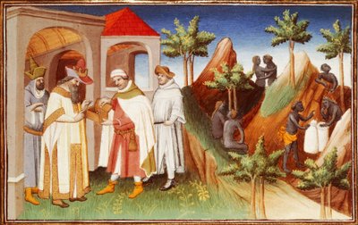 मिस्टर Fr 2810 f.83r, किंग ऑफ लार खरीद मोती, 'बुक्स ऑफ द वंडर्स ऑफ द वर्ल्ड' से लघु, c.1410-12 (वेल्लम पर तापमान) द्वारा (और कार्यशाला) Boucicaut मास्टर