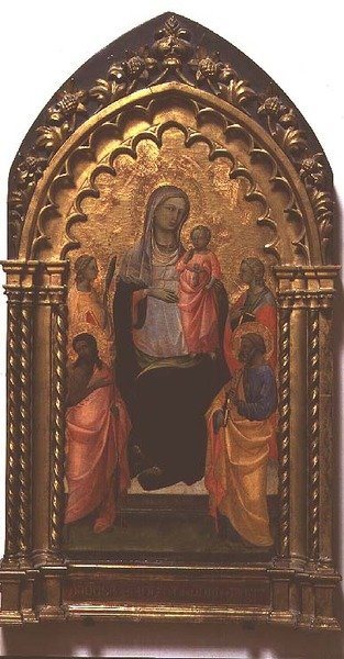 मैडोना एंड चाइल्ड विद सेंट्स (पैनल पर तापमान) द्वारा (c.1370 1425) लोरेंजो मोनाको