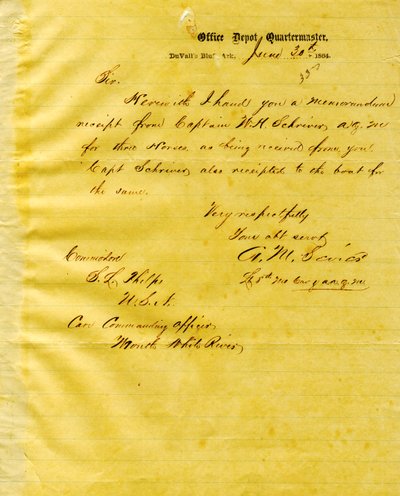 30 जून, 1864 को व्हाइट रिवर के मुहाने सेठ लेडयार्ड फेल्प्स को एएम सेवियर, डुवैल्स ब्लफ, अर्कांसस का पत्र द्वारा एएम सेवियर