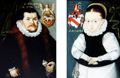 पोर्ट्रेट्स की एक जोड़ी, c.1594 (तांबे पर तेल) द्वारा एए मोनोग्रामसिस्ट