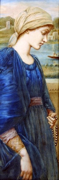 सर ईसी बर्न-जोन्स के बाद वेस्टल फ्लेम, c.1890 (हाथी दांत पर जल रंग) द्वारा A. कोर्सी लल्ली