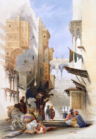 एल अज़हर, ग्रैंड काहिरा की ओर जाने वाली सड़क, मिस्र, 1846 द्वारा ए मार्गरेटा बुरो