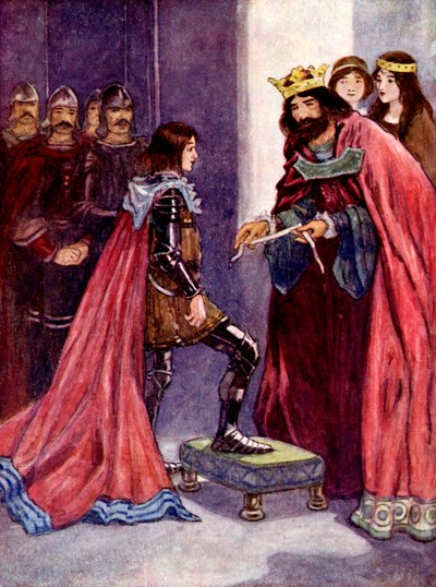 राजा ने ब्लैक प्रिंस को नाइट ऑफ़ द ऑर्डर ऑफ़ द गार्टर, 1348, 1905 बनाया द्वारा एएस फॉरेस्ट
