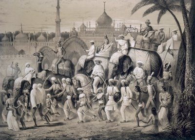 लखनऊ, प्रमुख सड़क, 'भारत में यात्राओं' से, 1859। द्वारा ए। सोल्टीकोफ