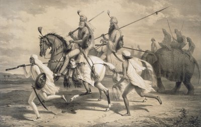 शिकार करने जा रहे सिख सरदार, 1858। द्वारा ए। सोल्टीकोफ