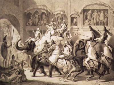भारत में मल्लाह की लाहौर की एक सड़क, लुई हेनरी डी रूडर (1807-81) 1842 (रंगा हुआ लिथो) द्वारा ए। सोल्टीकोफ के बाद