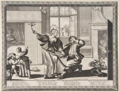 द हसबैंड-बीटर, c.1633 (नक़्क़ाशी और उत्कीर्णन) द्वारा अब्राहम बोस
