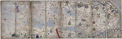 कैटलन एटलस के चार वेल्लम पत्ते, 1375 द्वारा अब्राहम क्रेस्क