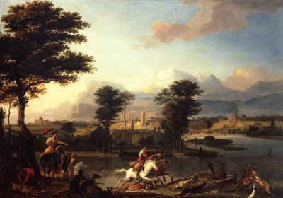 द स्टैग हंट, c.1675 द्वारा अब्राहम डेनियलज़। Hondius
