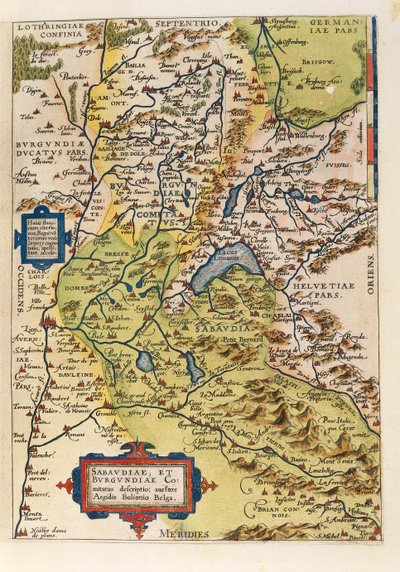 Savoie का नक्शा, Theatrum Orbis Terrarum से इब्राहीम Ortelius द्वारा अब्राहम ऑर्टेलियस