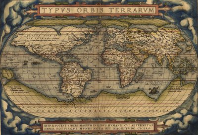 विश्व मानचित्र टाइपव्स ओर्बिस टेररवम द्वारा Abraham Ortelius
