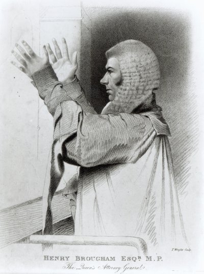 हेनरी ब्रोघम एस्क सांसद, द क्वीन अटॉर्नी जनरल, टी। राइट, 1821 द्वारा उत्कीर्ण द्वारा अब्राहम विवेक