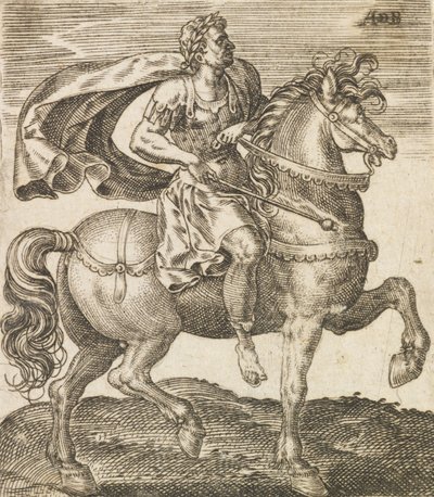 घोड़े की पीठ पर बारह कैसर से एक विटेलियस, c1565-1587। द्वारा अब्राहम डी ब्रुइन