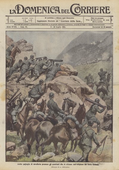 आर्डिनेंट कैवेलरी गश्ती ऑस्ट्रियाई लोगों को दबाते हैं जो सात नगर पालिकाओं के पठार से पीछे हटते हैं द्वारा अचिल बेल्ट्रैम