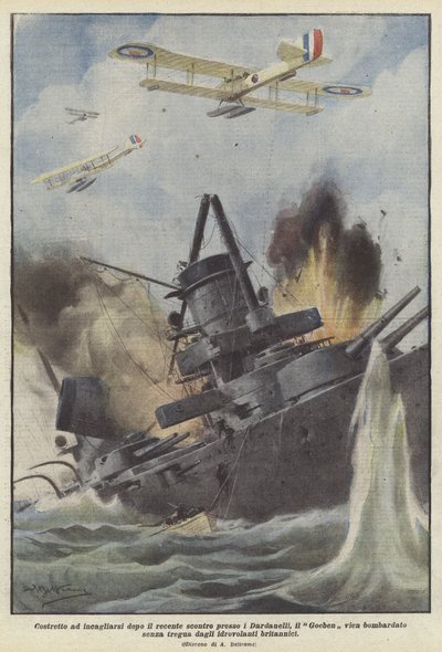 Dardanelles में हालिया झड़प के बाद ठोकर खाने के लिए मजबूर, गोएबेन पर बमबारी की गई है द्वारा Achille Beltrame