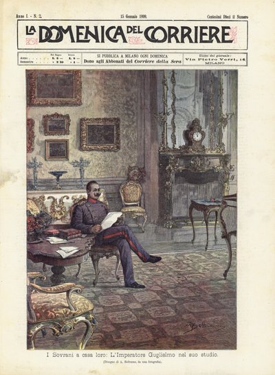 अपने घर में संप्रभु, सम्राट विलियम अपने अध्ययन में द्वारा Achille Beltrame