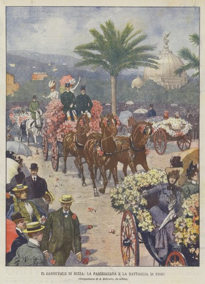 द नाइस कार्निवल, द वॉक एंड द बैटल ऑफ फ्लावर्स द्वारा Achille Beltrame