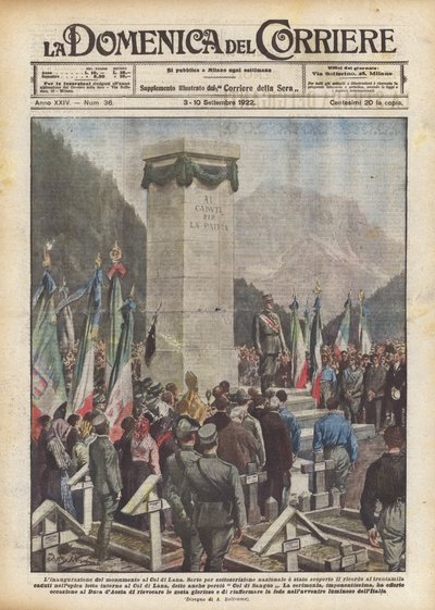 Col di Lana स्मारक का उद्घाटन द्वारा Achille Beltrame
