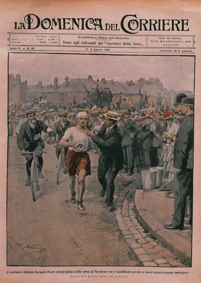 1908 का ओलंपिक, 'ला डोमेनिका डेल कोरिएरे' का फ्रंट कवर 1908 (कलर लिथो) द्वारा अचिल बेल्ट्रैम