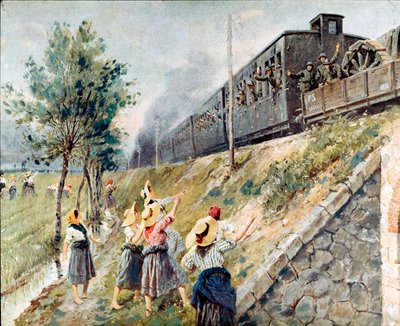 अकिल बेल्ट्राम (1871-1945) मिलान द्वारा इतालवी सैन्य ट्रेन पेंटिंग का मार्ग, समकालीन इतिहास का संग्रहालय द्वारा अचिल बेल्ट्रैम