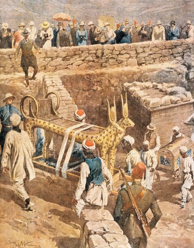 अकिल बेल्ट्राम (1871-1945) द्वारा तूतनखामेन के मकबरे की खोज, चित्रण द्वारा अचिल बेल्ट्रैम