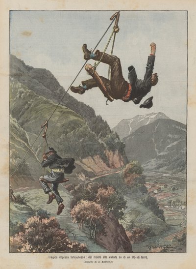 दुखद बचकाना उद्यम, पहाड़ से घाटी तक एक तार पर द्वारा Achille Beltrame