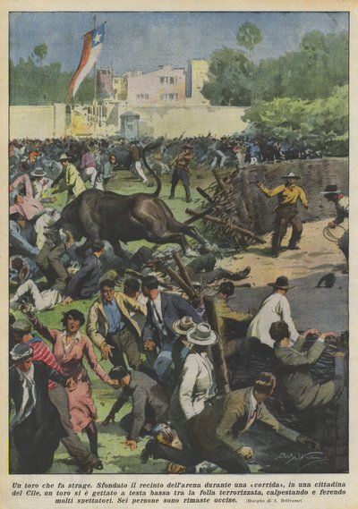 एक बैल जो नरसंहार करता है द्वारा Achille Beltrame
