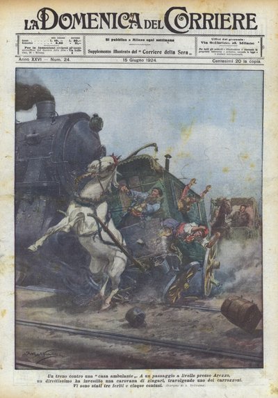 चलने वाले घर के खिलाफ एक ट्रेन द्वारा Achille Beltrame