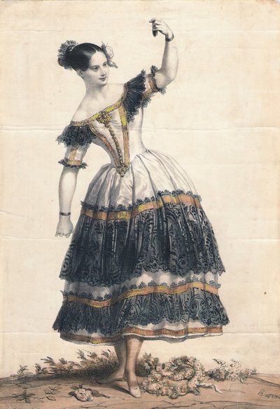 डांस द कचुचा बैले द लंग डेविल, 1836 में फ्लोरिंडा के रूप में फैनी एलस्लर द्वारा अकिल देवेरिया