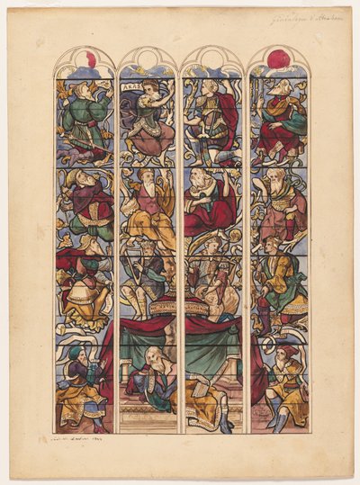 चार सना हुआ ग्लास विंडोज गेनोग्लोगी डीएब्रा के लिए अध्ययन, 1844। द्वारा अकिल देवेरिया