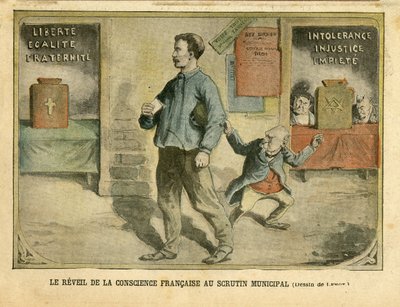 ले पेलेरिन में एचीले लेमोट (1846-1909) का चित्रण, 01/05/04 - नगरपालिका वोट के लिए फ्रांसीसी विवेक का जागरण - चुनाव, धर्म विश्वास, ब्लॉक डेस लेफ्ट, कैथोलिक धर्म कैथोलिक - लाइसिसेशन लाइसाइट धर्मनिरपेक्ष कानून - कॉम्ब्स एमिल (1835) -1921), द्वारा अकिल लिमोट